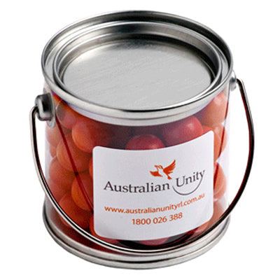 Small PVC Bucket filled with Orange Choc Drops 160g
