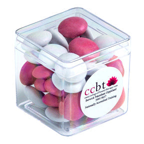 Branded Cube with Sticker/ Mixed or Corporate Coloured Choc Beans