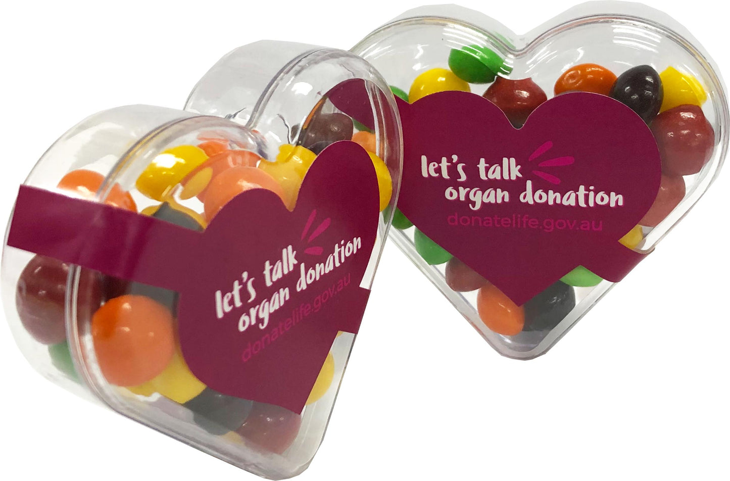 Acrylic Heart filled with Skittles 50g