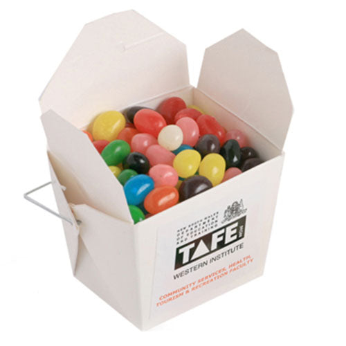 White Cardboard Noodle Box with Jelly Beans 100g