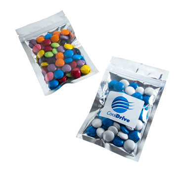 Silver Zip Lock Bag with Choc Beans 50g