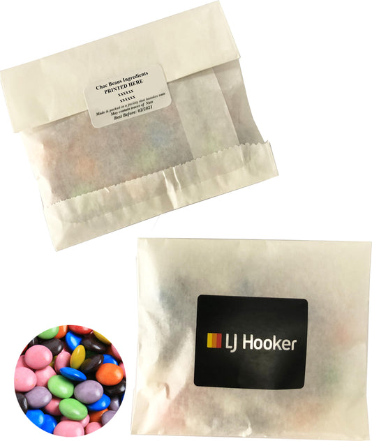 Choc Beans in Branded Kraft Bag